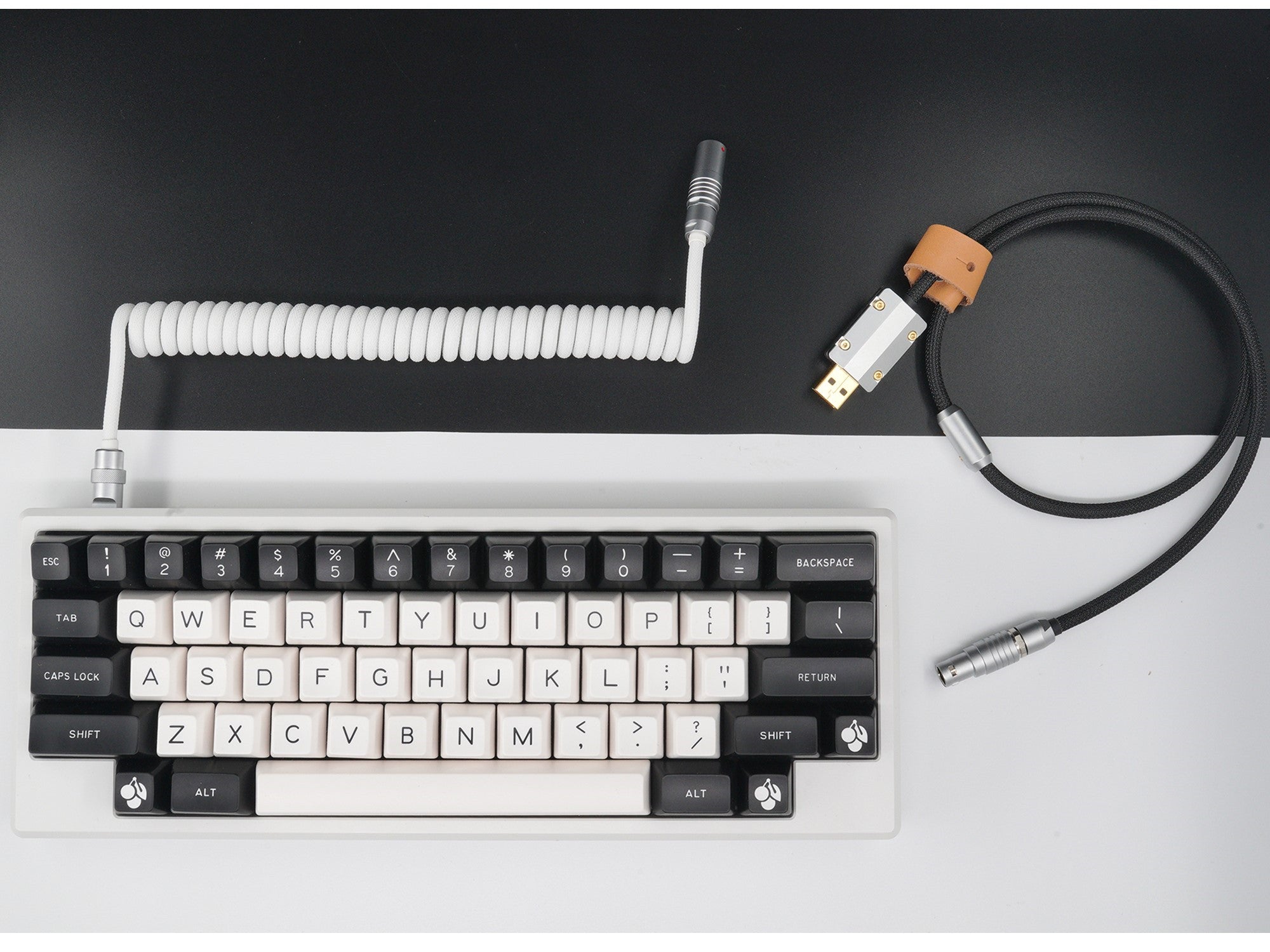 Câble de clavier de jeu USB-C spiralé avec câble de connecteur Aviator,  câble mécanique tressé à deux manches à 5 broches